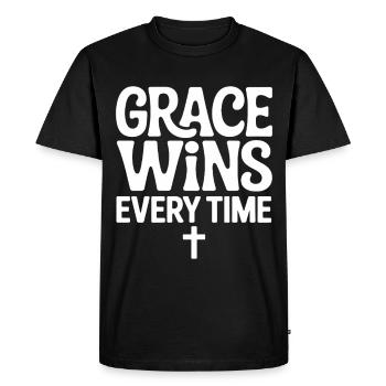 Jésus Foi Chrétienne La Grâce gagne à chaque fois - T-shirt Premium bio Homme - noir - Devant - Nico (187cm)