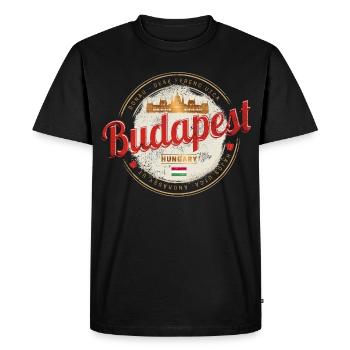 Budapest Design Hungary Vintage Parliament Souvenir - Men's Premium Organic T-Shirt - black - Front - Nico (187cm)
