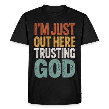 I Trust God Motif - T-shirt Premium bio Homme - noir - Devant - Nico (187cm)
