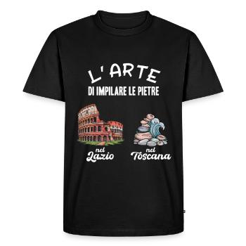Italian Humor The Art of Stacking Stones - Men's Premium Organic T-Shirt - black - Front - Nico (187cm)