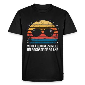 Retro Sun Glasses 60 Years - Men's Premium Organic T-Shirt - black - Front - Nico (187cm)
