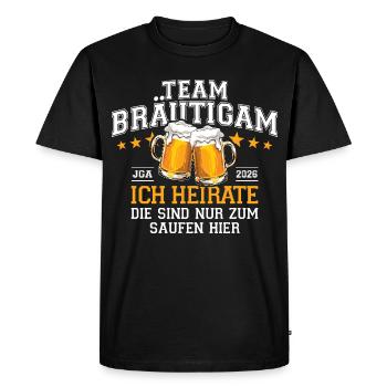 Bachelor Party 2026 Team Groom I'm Marrying - Drinking Beer - Men's Premium Organic T-Shirt - black - Front - Nico (187cm)