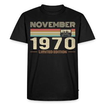 November 1970 Vintage Birthday Retro Tee - T-shirt Premium bio Homme - noir - Devant - Nico (187cm)