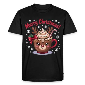 Mug renne Joyeux Noël pour les fans de cacao ! - T-shirt Premium bio Homme - noir - Devant - Nico (187cm)