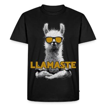 Llamaste – Yoga Lama with sunglasses - Men's Premium Organic T-Shirt - black - Front - Nico (187cm)