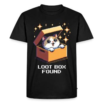 Loot box found | Cat Gaming Humor - Men's Premium Organic T-Shirt - black - Front - Nico (187cm)