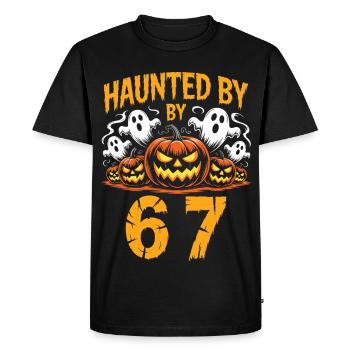 Haunted By 67 Six Seven Meme Gen Alpha Basketball - Men's Premium Organic T-Shirt - black - Front - Nico (187cm)