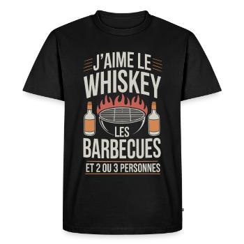I love whiskey, barbecues and a few friends - Men's Premium Organic T-Shirt - black - Front - Nico (187cm)