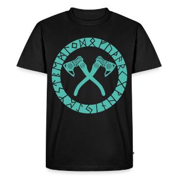 Haches croisées nordiques - T-shirt Premium bio Homme - noir - Devant - Nico (187cm)