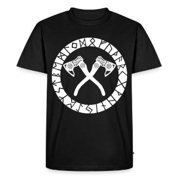 Nordic Cross Axes (White) - Men's Premium Organic T-Shirt - black - Front - Nico (187cm)