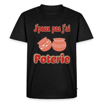 J'peux pas j'ai poterie - T-shirt Premium bio Homme - noir - Devant - Nico (187cm)