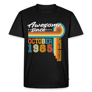 Millésime Octobre 1985 Vintage Rétro Anniversaire - T-shirt Premium bio Homme - noir - Devant - Nico (187cm)
