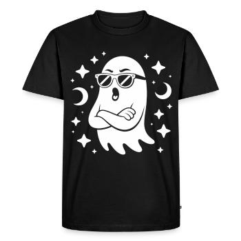 Ghost Shirt with Sunglasses – Halloween Style - Men's Premium Organic T-Shirt - black - Front - Nico (187cm)
