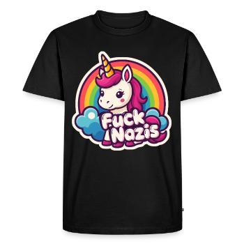Unicorn Against Nazis Rainbow Unicorn - Men's Premium Organic T-Shirt - black - Front - Nico (187cm)