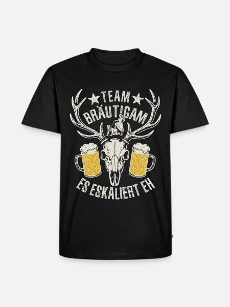 JGA - Team Bräutigam - es eskaliert eh - Männer Premium Bio T-Shirt -  - Vorne