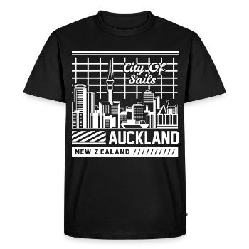 Chemise de voyage Auckland Nouvelle-Zélande - T-shirt Premium bio Homme - noir - Devant - Nico (187cm)