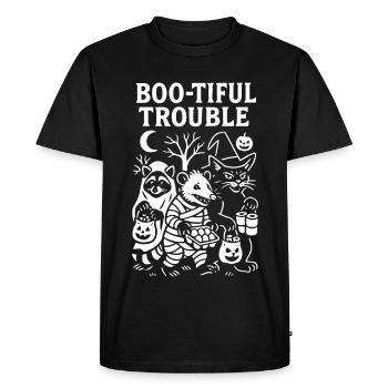 Boo-Tiful Trouble Funny Spooky Cute Design - Men's Premium Organic T-Shirt - black - Front - Nico (187cm)
