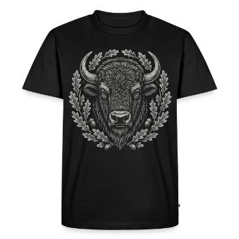 Bison d’Europe avec couronne de chêne Art - T-shirt Premium bio Homme - noir - Devant - Nico (187cm)