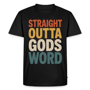 Tout droit sorti de la parole de Dieu - T-shirt Premium bio Homme - noir - Devant - Nico (187cm)
