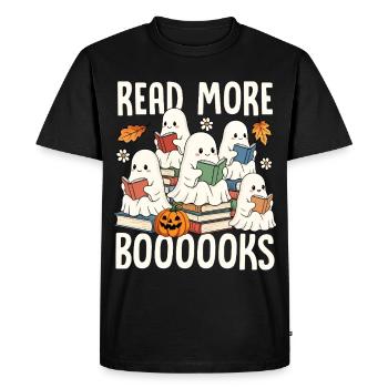 Reading Ghosts Halloween Books - Men's Premium Organic T-Shirt - black - Front - Nico (187cm)