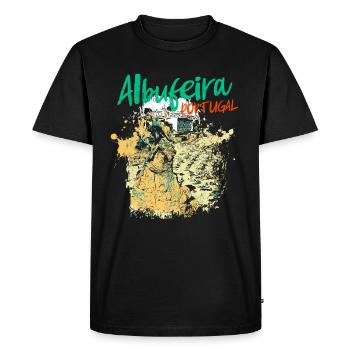 Plage du Peneco Albufeira illustration Algarve - T-shirt Premium bio Homme - noir - Devant - Nico (187cm)