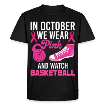 Octobre Rose Basket Rose - T-shirt Premium bio Homme - noir - Devant - Nico (187cm)