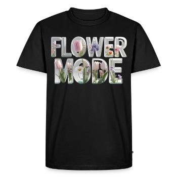 MODE FLEUR – Des lettres 3D pleines de fleurs - T-shirt Premium bio Homme - noir - Devant - Nico (187cm)