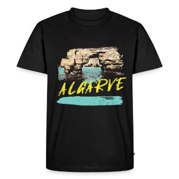 Falaises Algarve illustration Portugal - T-shirt Premium bio Homme - noir - Devant - Nico (187cm)