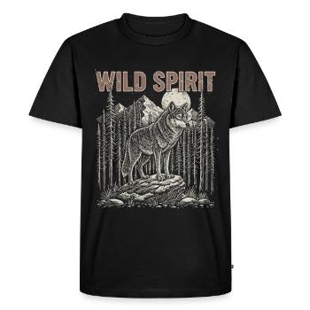 Wild Spirit Wolf Moon Forest - Men's Premium Organic T-Shirt - black - Front - Nico (187cm)