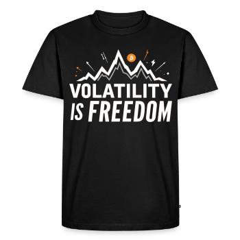 Volatility is Freedom – Bitcoin Crypto Saying - Men's Premium Organic T-Shirt - black - Front - Nico (187cm)