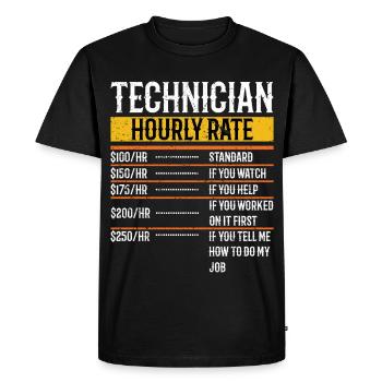 Technicien Taux horaire Technicien de maintenance Tech - T-shirt Premium bio Homme - noir - Devant - Nico (187cm)