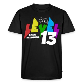 Level 13 Colored Gaming Motif for the 13th Birthday - Men's Premium Organic T-Shirt - black - Front - Nico (187cm)