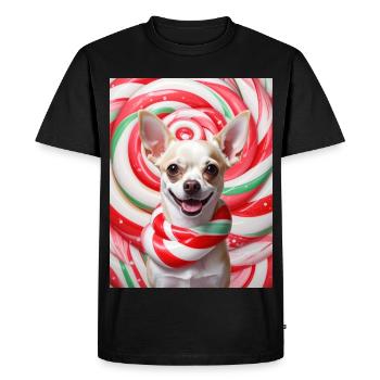 Candy Dog in Peppermix Background - Men's Premium Organic T-Shirt - black - Front - Nico (187cm)