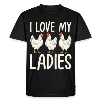 J’adore mes poules mesdames - T-shirt Premium bio Homme - noir - Devant - Nico (187cm)