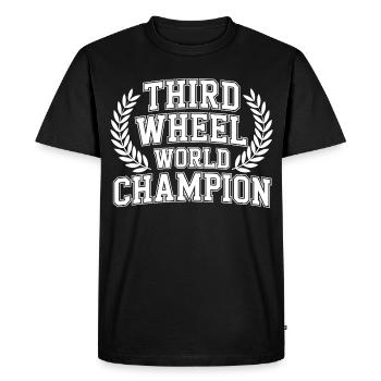 Champion du monde de la troisième roue du monde - T-shirt Premium bio Homme - noir - Devant - Nico (187cm)
