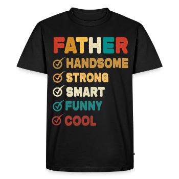 Papa Père Fête des Pères - T-shirt Premium bio Homme - noir - Devant - Nico (187cm)