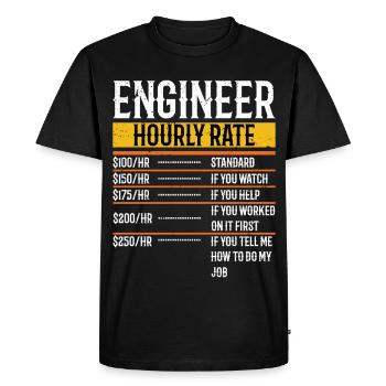 Funny Engineer Gifts Engineer Hourly Rate - Men's Premium Organic T-Shirt - black - Front - Nico (187cm)