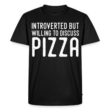 Introvert but Pizza Fan - Men's Premium Organic T-Shirt - black - Front - Nico (187cm)