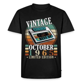Octobre 1965 Cadeau 1965 Anniversaire Octobre 1965 - T-shirt Premium bio Homme - noir - Devant - Nico (187cm)