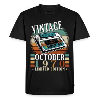 Cadeau d’anniversaire d’octobre 1970. Octobre 1970. - T-shirt Premium bio Homme - noir - Devant - Nico (187cm)
