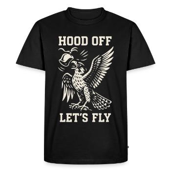 Falcon Hood Off Let's Fly Falconry Adventure - Men's Premium Organic T-Shirt - black - Front - Nico (187cm)