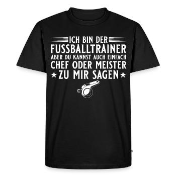 Fußballtrainer Chef oder Meister - Men's Premium Organic T-Shirt - black - Front - Nico (187cm)