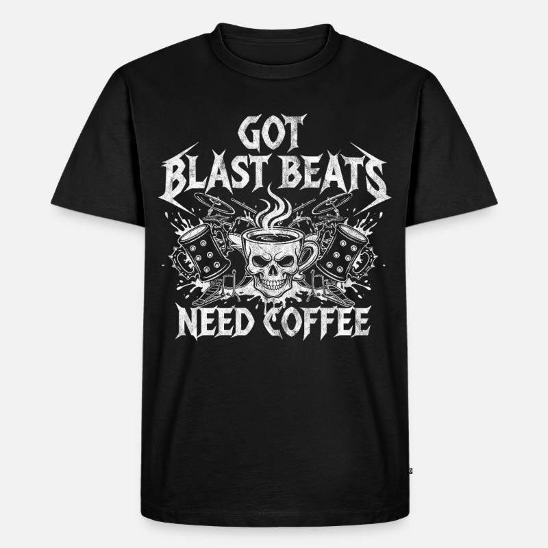 Kaffee trifft Blastbeats - Männer Premium Bio T-Shirt - Schwarz