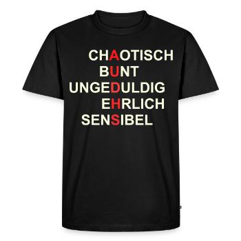 AUDHS Visibly different. Visible I. - Men's Premium Organic T-Shirt - black - Front - Nico (187cm)