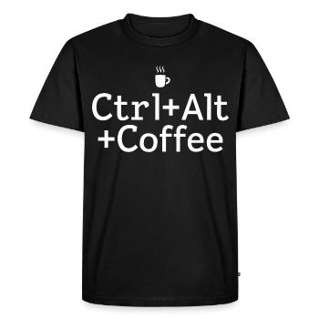 Kaffee-Pause Ctrl-Alt-Coffee - Men's Premium Organic T-Shirt - black - Front - Nico (187cm)