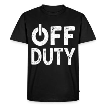 OFF DUTY Heure de fermeture Je ne suis pas en service - T-shirt Premium bio Homme - noir - Devant - Nico (187cm)