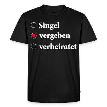 Sélection du statut de la relation Célibataire - Pris - T-shirt Premium bio Homme - noir - Devant - Nico (187cm)