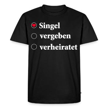 Relationship Status Selection Single with Heart Symbol - Men's Premium Organic T-Shirt - black - Front - Nico (187cm)