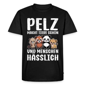 FUR MAKES ANIMALS BEAUTIFUL AND PEOPLE UGLY - Men's Premium Organic T-Shirt - black - Front - Nico (187cm)