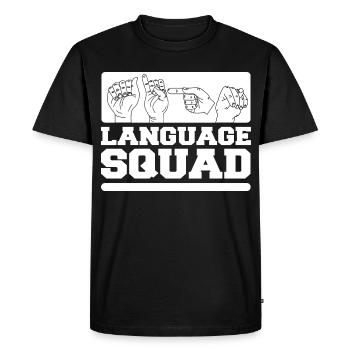 Interprète en langue des signes ASL - T-shirt Premium bio Homme - noir - Devant - Nico (187cm)